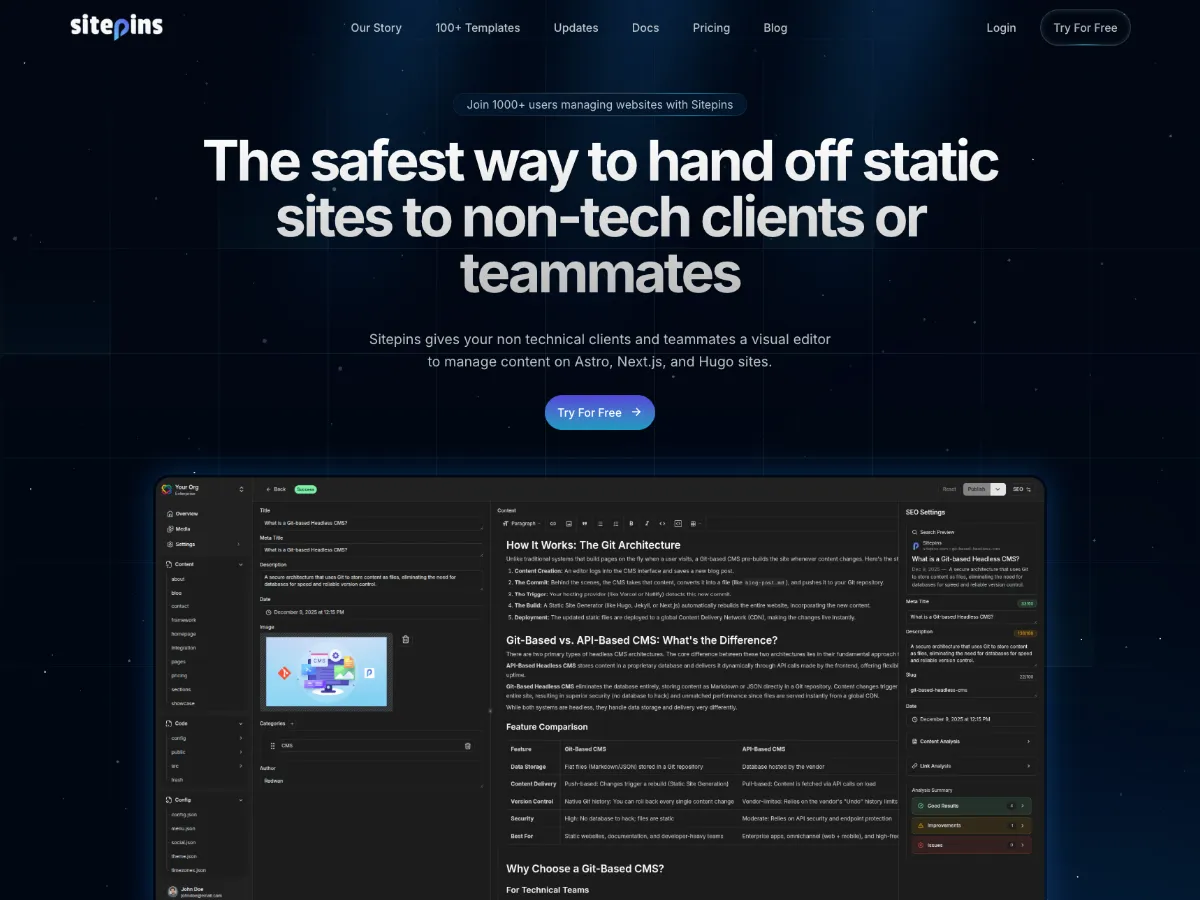 Sitepins CMS